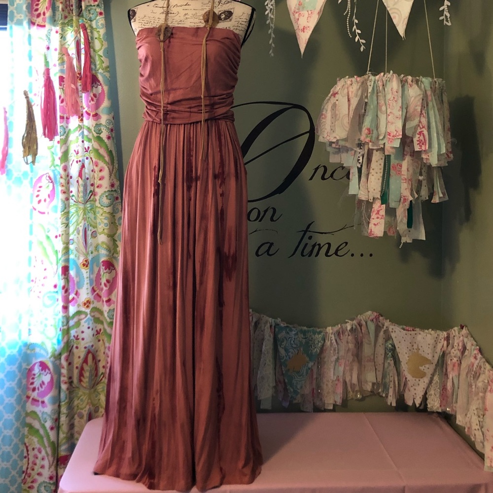 Strapless marbled print maxi dress size Large NWT